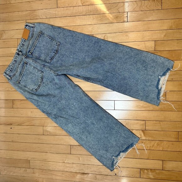 AVEC LES FILLES Acid Wash Distressed Destroyed Wide Leg Denim Jeans Size 29 - Picture 9 of 15